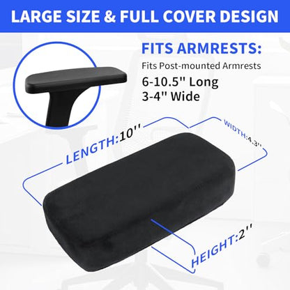 YOUFi Office Chair Arm Covers,Extra Soft Velvet Armrest Cushion,Set of 2 - color: Black