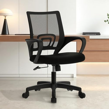 ETONEX Office Chair with Ergonomic Mid Back Cushion Lumbar Support Adjustable Swivel Rolling Computer Gaming Desk Chair Comfy Mesh Seat Wheels Home Executive Use (1, All Black) - color: All Black