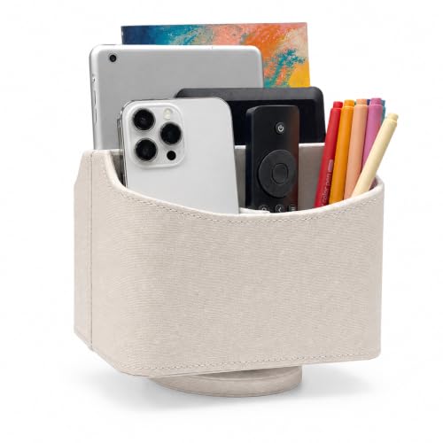 UnionBasic Rotating Desk Organizer, 360 Desk Spinning Caddy, Desktop TV Guide/Mail/Media/Remote Controller Holder Organizer, Beige - color: Beige