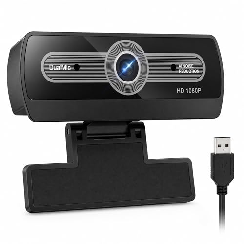 1080P Webcam with Microphone, USB Computer Camera for PC Full HD Web Cam for Desktop Computer Auto Light Adjustment Streaming Camera Plug and Play Noise Cancelling Webcam for Windows & Mac