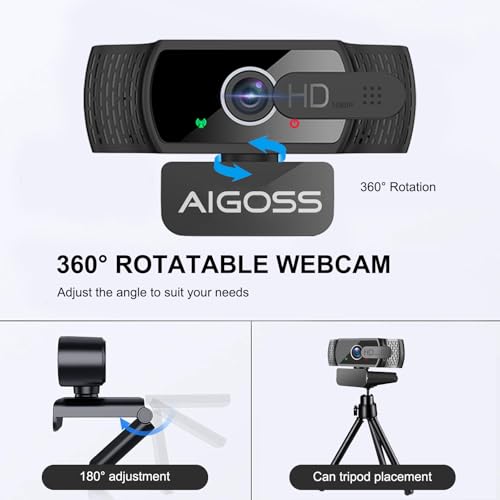 Wodgreat 1080P Webcam Computer Camera with Microphone & 95° Wide View - Auto Light Correction USB Webcam for PC, Mac, Laptop, Desktop - Built-in Privacy Cover Plug & Play for Zoom/Skype/Streaming