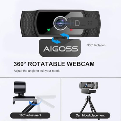 Wodgreat 1080P Webcam Computer Camera with Microphone & 95° Wide View - Auto Light Correction USB Webcam for PC, Mac, Laptop, Desktop - Built-in Privacy Cover Plug & Play for Zoom/Skype/Streaming