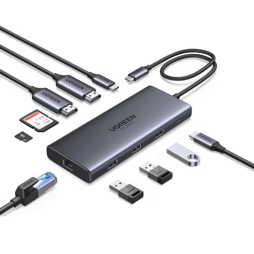 UGREEN USB C Docking Station Dual Monitor, 10-in-1 Laptop Dock with 2 HDMI