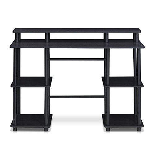 FURINNO Turn-N-Tube computer Desk, Espresso | Computer Desk with Monitor Stand, Office Desk for Home Office, Bedroom - color: Espresso/Black
