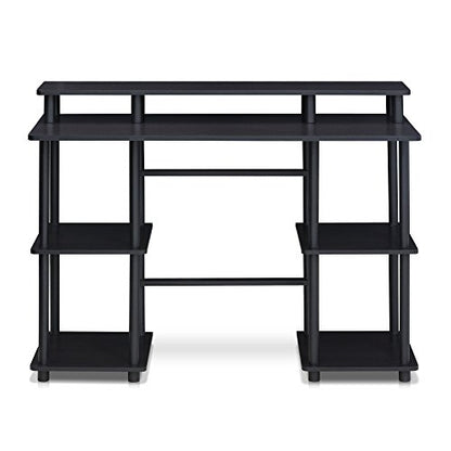 FURINNO Turn-N-Tube computer Desk, Espresso | Computer Desk with Monitor Stand, Office Desk for Home Office, Bedroom - color: Espresso/Black