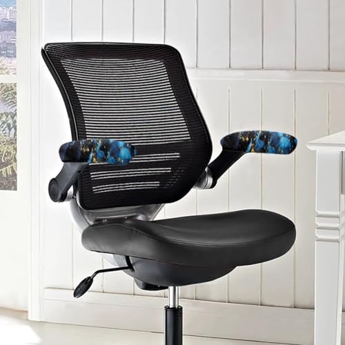 Butterfly Printed Office Chair Arm Rest Covers Set of 2 Soft Stretchy Gaming Chair Arm Cover Protector Anti-Slip Dust-Proof Chairs Armrest Slipcovers for Desk Gaming Chairs, Universal Fits - color: Black and Blue - Butterfly