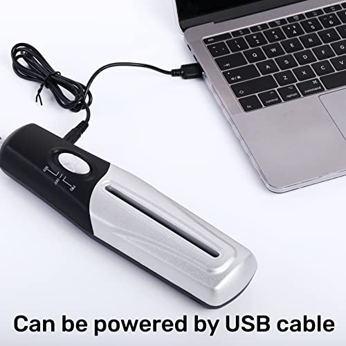 Portable Handheld Paper Shredder – Strip Cut, USB, Mini Desktop | Your Secrets, Shredded. Anytime. Anywhere. USB or AA Battery Power, Cuts A4 Paper & Cards. Tiny Shredder, Massive Privacy