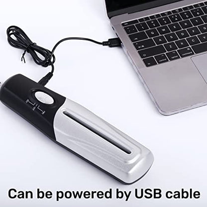 Portable Handheld Paper Shredder – Strip Cut, USB, Mini Desktop | Your Secrets, Shredded. Anytime. Anywhere. USB or AA Battery Power, Cuts A4 Paper & Cards. Tiny Shredder, Massive Privacy