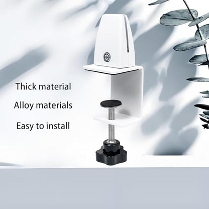 4-Pack Sneeze Guard Clamps for 1/8"" to 1"" Thick Panels, Adjustable Desk Partition Clips, Easy-to-Install Desk Privacy Panel Clips (white) - color: White