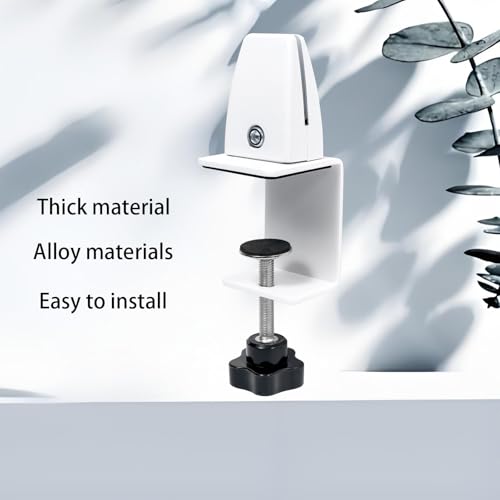 Heavy Duty Sneeze Guard Clamp For 0.1" to 1" Thick Panel,Desk Partition Support Clamps,Adjustable Aluminum Desktop Divider Holder,Easy to Install Desk Privacy Panel Clips, 4 Pack,Silver (White) - color: White
