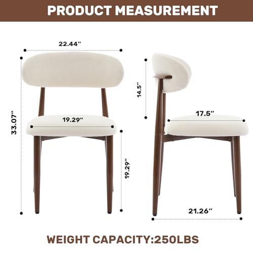 UVV Dining Chairs Set of 4, Metal Kitchen Chairs with Modern Fabric Upholstered for Dining Room, Beige - color: Beige-walnut Grain, size: Set of 4