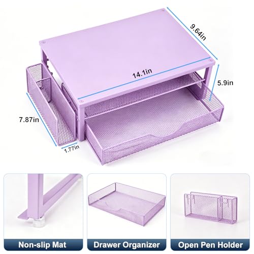 Spacrea Desk Organizers and Accessories, Printer Stand with Storage, Purple - color: Purple Metal