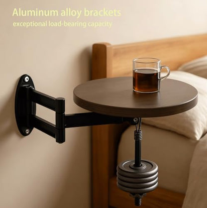 Wall Mounted Folding Table, Perfect for Bedside/Sofa Side/Desk | Floating Desk for Wall,Table for Small Spaces, Bedside Folding Coffee Table,with Heavy-Durability Brackets