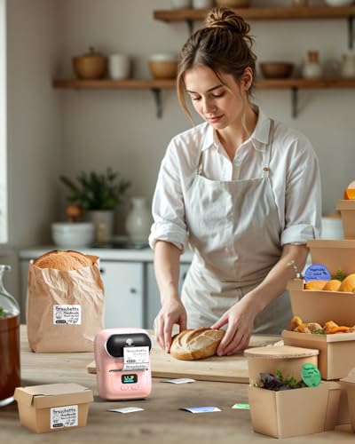 Phomemo M110 Label Maker with 3 Tapes, Bluetooth Portable Thermal Printer - color: Pink