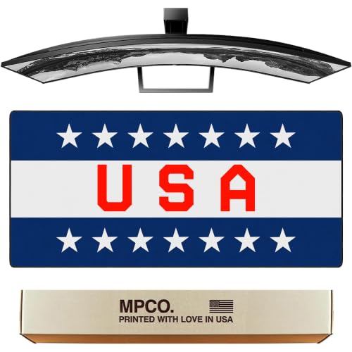 Star Spangled Banner Gaming Desk Pad, 36" x 17" Duraglyde Desk Mat | Western, Durable Surface, Non-Slip, Washable Fabric, Smooth Glide, Stable Grip, Large Keyboard and Mouse Pad for Everyday Use - color: Star Spangled Banner
