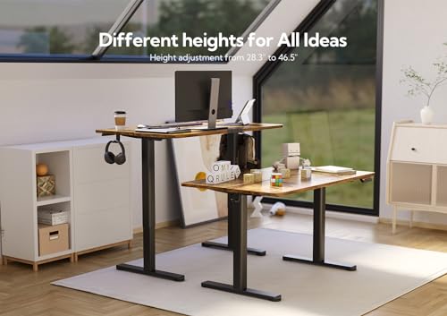 Claiks Electric Height Adjustable Standing Desk, 35x20 Inch, Rustic Brown | Smooth Height Adjustment, 3 Memory Presets, Cable Management Hub&Hook, Stable Steel Frame, 176lbs Capacity, Easy Assembly - color: Rustic Brown, size: 35
