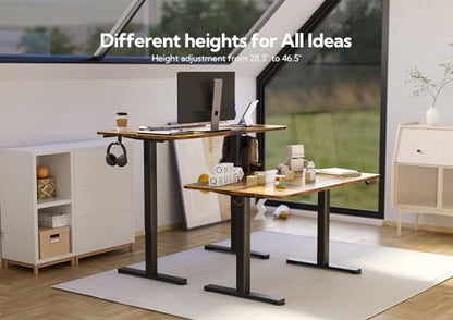 Claiks Electric Height Adjustable Standing Desk, 35x20 Inch, Rustic Brown | Smooth Height Adjustment, 3 Memory Presets, Cable Management Hub&Hook, Stable Steel Frame, 176lbs Capacity, Easy Assembly - color: Rustic Brown, size: 35