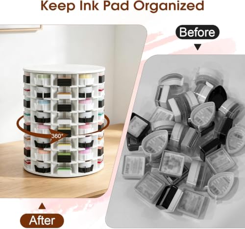 Krafetto 80 Grids Rotating Ink Pad Storage Organizer Rack