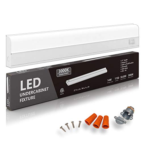 21" Hardwired Under Cabinet Light, 3000K Warm White, ETL, 1150 lm, Dimmable - color: 3000K Warm White, size: 21 INCH