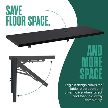 Wall Mounted Desk, Murphy Desk, Wall Mounted Folding Table, 48x16 Black | Houseables Laundry Folding Table, Fold Down Work Bench, Foldable Station, Floating Bar, Hanging, Dining, Kitchen, Clothes - color: Black