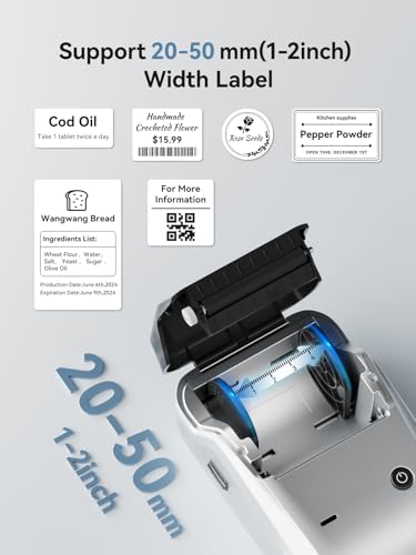 NIIMBOT B1 Label Maker Machine with Tape, 2Inch Thermal Label Printer - color: Silver, style: 1 Printer+1 Roll Label