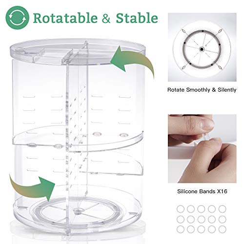 seinlife 360 Rotating Makeup Organizer,DIY Adjustable Spinning Holder,Foldable Cosmetic Storage Display box,Large Capacity Make up Caddy Shelf,Fits Countertop Vanity and Bathroom (CLEAR) - color: CLEAR