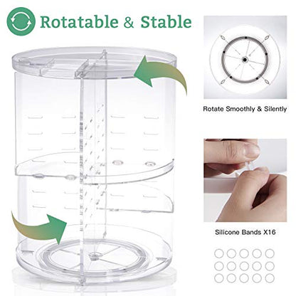 seinlife 360 Rotating Makeup Organizer,DIY Adjustable Spinning Holder,Foldable Cosmetic Storage Display box,Large Capacity Make up Caddy Shelf,Fits Countertop Vanity and Bathroom (CLEAR) - color: CLEAR