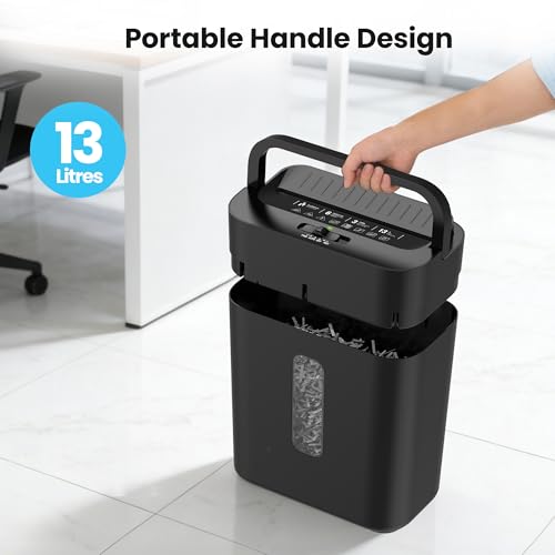 6-Sheet Shredder for Home Office, 3.43 Gallon Cross Cut Shredder, P-4 High Security Paper Shredders for Credit Card Staple Clip, Portable Handle Design - size: 6-sheet