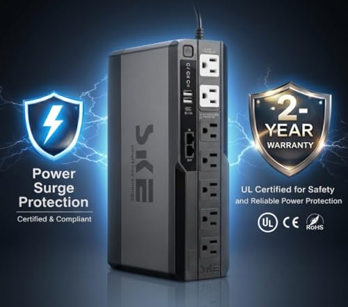 SKE SMART KEY ENERGY SKE 425VA/240W UPS Battery Backu Surge Protector for Computer UPS Battery Backup Uninterruptible Power Supply…, VL425 - size: 425VA/240W
