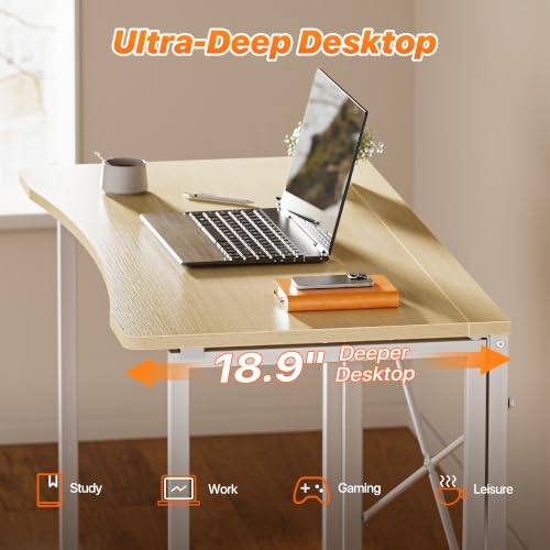 Huuger Folding Desk for Small Spaces, 39.4 Inch Foldable Computer Table - color: Oak, size: 18.9"D x 39.4"W