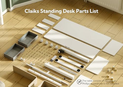 Claiks Standing Desk with Drawers & Wheels, 2 Height Shelf 63" White - color: White, size: 63×23.6