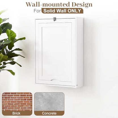 Tangkula Folding Wall Mounted Desk, Convertible Fold Out Floating Table with Storage Shelves, Space-Saving Drop Leaf Table, Murphy Desk for Craft, Study, Small Spaces, Home Office, Dorm, White - color: White