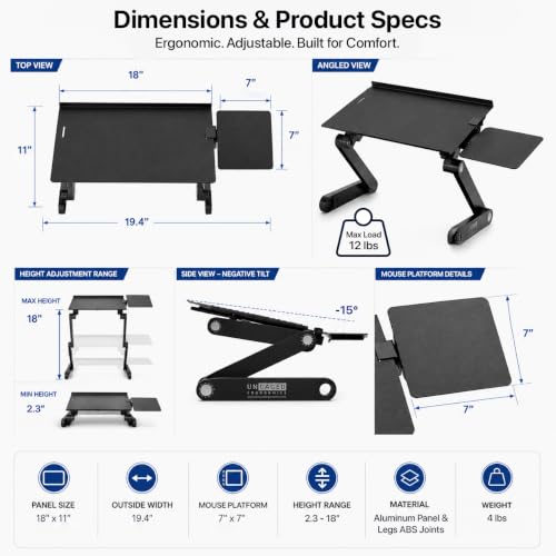 Uncaged Ergonomics WorkEZ Adjustable Keyboard Stand, Riser and Tray, Black - color: Black