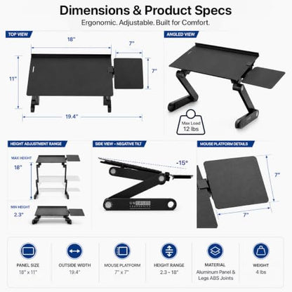 Uncaged Ergonomics WorkEZ Adjustable Keyboard Stand, Riser and Tray, Black - color: Black