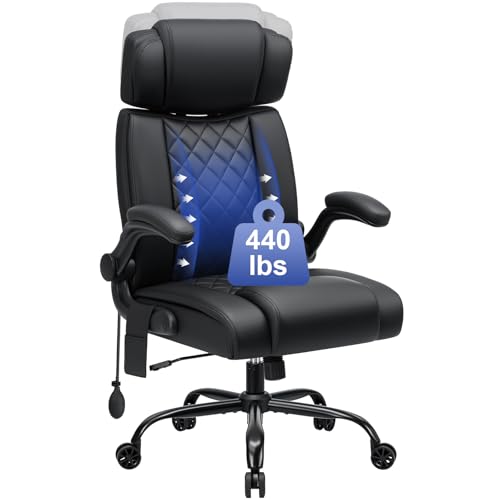 HOFFREE Comfy Computer Chair with Adjustable Lumbar Support (Black) - color: Dark