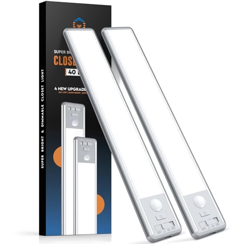 BLS 10inch Under Cabinet Lighting, LED Closet Lights, Motion Sensor Light Indoor, Battery Operated USB C Rechargeable, Dimmable Magnetic Night Light for Kitchen, 4 Sensor Mode, Cool White (2 Pack) - color: Cool White, size: 10 inch