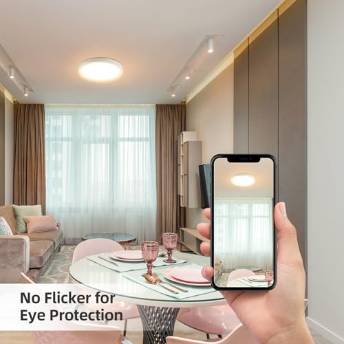 ECOELER 9“ Flush Mount Ceiling Light with 5CCT Selectable (2700K,3000K,4000K,5000K,6000K), 24W 1800Lm Dimmable Flat Ceiling Light Surface Mount for Kitchen, Hallway, Bedroom, 4Pack - color: White, size: 9Inch - 4PK