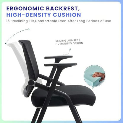 40 Pack Stackable Conference Room Chairs with Paddle Folding Office Chair Foldable Desk Chair Mesh Back and Arms for Conference Meeting Guest Reception Home Office Training Room Chair Black - color: Black, size: 40 Pack