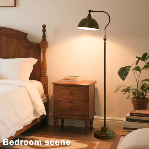 Bright Reading Floor Lamp with Remote and Bluetooth Dimming | Adjustable Brightness and Color temperature, Matte Black Iron Lampshade,Modern Retro Living Room Bedroom Office Standing Lamp - color: Black Remote Dimming