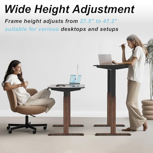 Dual Motor Standing Desk Frame,Sit Stand Desk Base Only,Walnut | Whisper-Quiet Dual Motors, 264 lb Capacity, Fits 47.2-70.8 in Tabletops, Stable Steel Frame with Oval Legs, 3 Memory Presets - color: Walnut