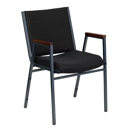 Flash Furniture Hercules Fabric Stack Chair with Arms, Black - color: Black Patterned Fabric, size: Set of 1