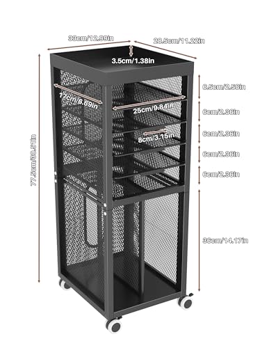 Rolling File Cart with 4 Dividers, Mobile File Cabinet with Wheels | Hanging File Folder Organizer, Under Desk Storage, Printer Stand Utility Cart Filing Cabinet for Home Office（Black）