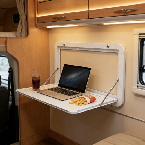 31.5 in Foldable Caravan Rv Tables, Aluminum Alloy Flip Fold Down Desk Lockable RV Folding Wall Table for Camper Van Traile Outside Picnic, Wall Mounted Folding Table Rv Picnic Table