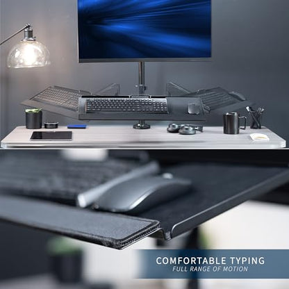 VIVO Sit-Stand Height Adjustable Pneumatic Spring Arm Keyboard Tray Desk Mount for 1 Screen up to 32 inches STAND-SIT1B - size: Desk Mount - Single