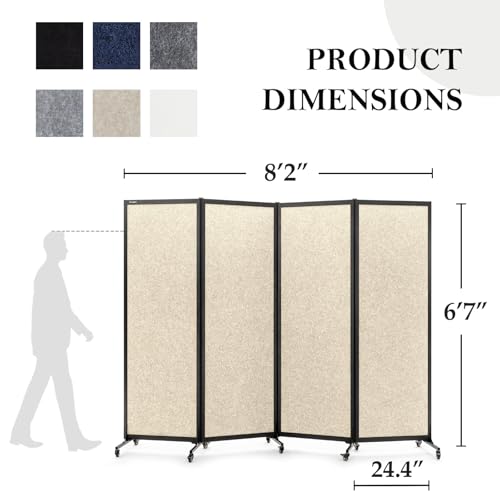 Room Partition 2.0 Upgrade Version,8'2"L* 6'7"H,4 Panel，Beige - color: Beige, size: 4
