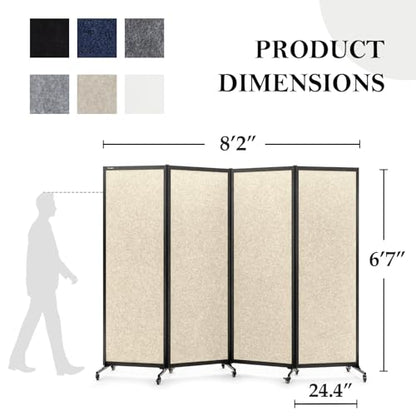 Room Partition 2.0 Upgrade Version,8'2"L* 6'7"H,4 Panel，Beige - color: Beige, size: 4