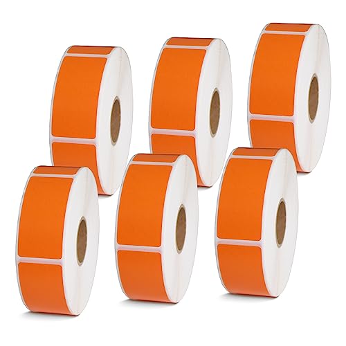 BETCKEY - 1" x 2" (25 mm x 51 mm) Thermal Labels, [6 Roll/Orange] - color: Orange, size: 1 in x 2 in