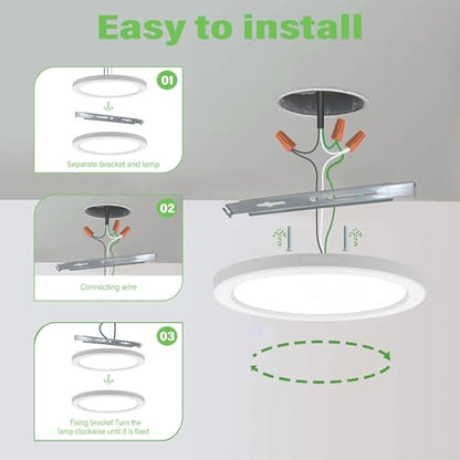 Flush Mount Ceiling Light Fixture - ETL Certified - 9 Inch Dimmable 3000K Warm White LED, 0.63'' Ultra Thin Round Design for Bedroom, Bathroom, Kitchen, Hallway, Basement, Closet (9-Pack)‌ - color: White, 3000K, size: 9 inch (9 Pack)