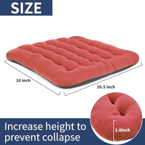 BUYUE Good Support Office Chair Cushion Padded, Soft Velvet Comfortable Non-Slip Seat Cushion for Computer Desk Kitchen Chair (1 Count, Rose) - color: Rose Pink