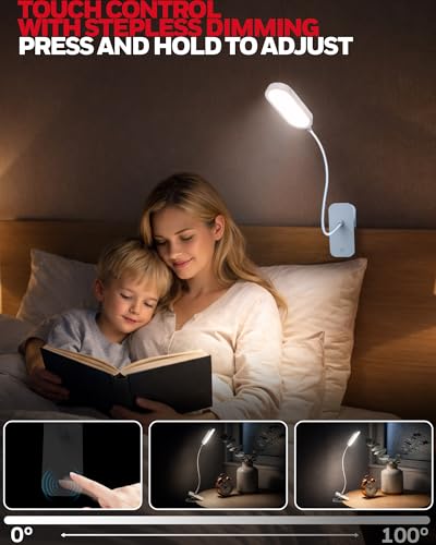 Honeywell Clip On Reading Light,Rechargeable LED 4000K CRI95 Gooseneck Lamp - color: White